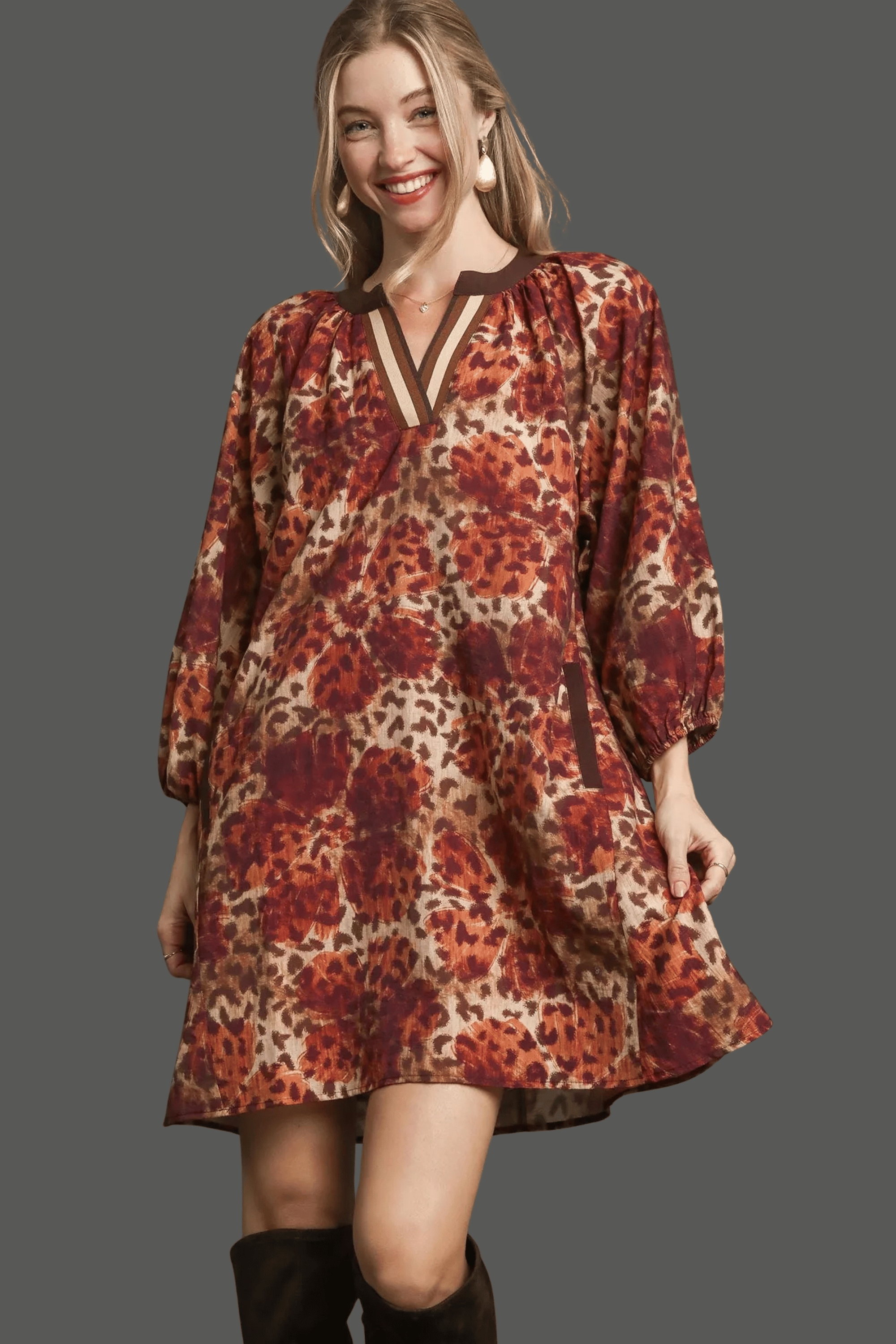 Animal Print Boho Tunic Dress