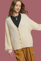 Cable Knit Pearl Button Cardigan