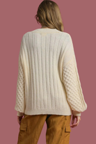 Cable Knit Pearl Button Cardigan