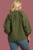 Textured Balloon Sleeve Blouse