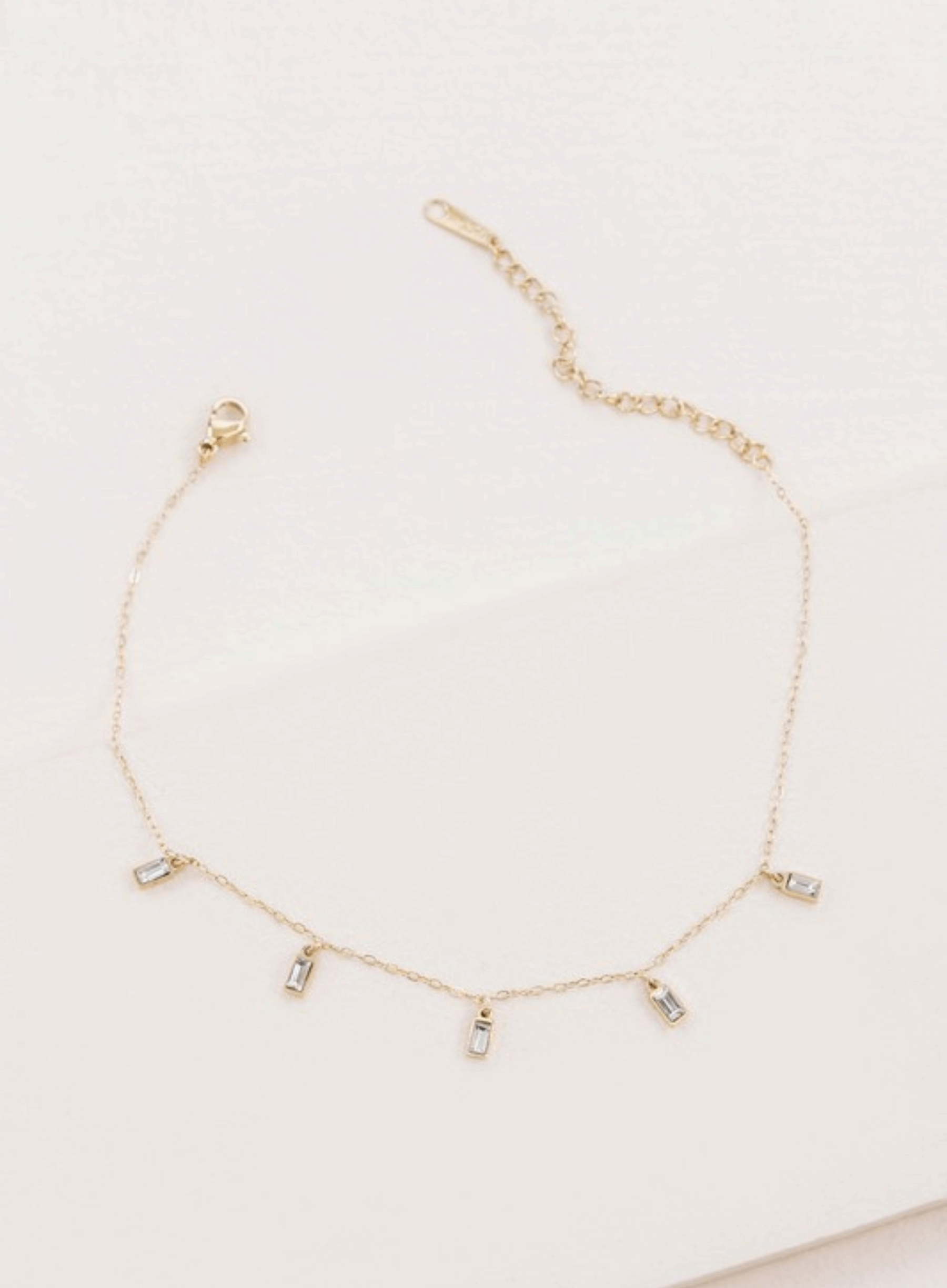 Lovoda Minimal Rectangle Rhinestone Anklet