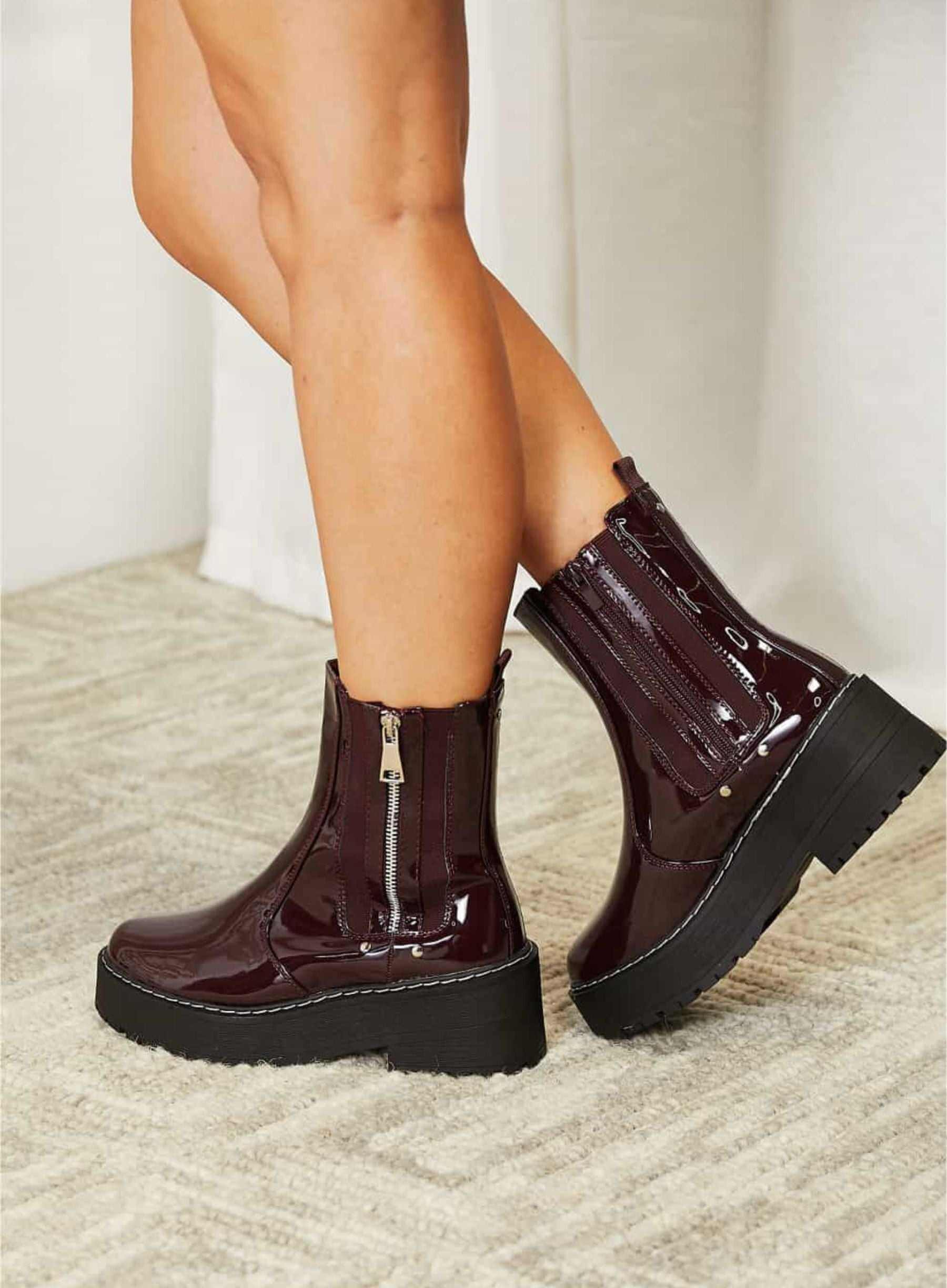 Side Zip Platform Boots