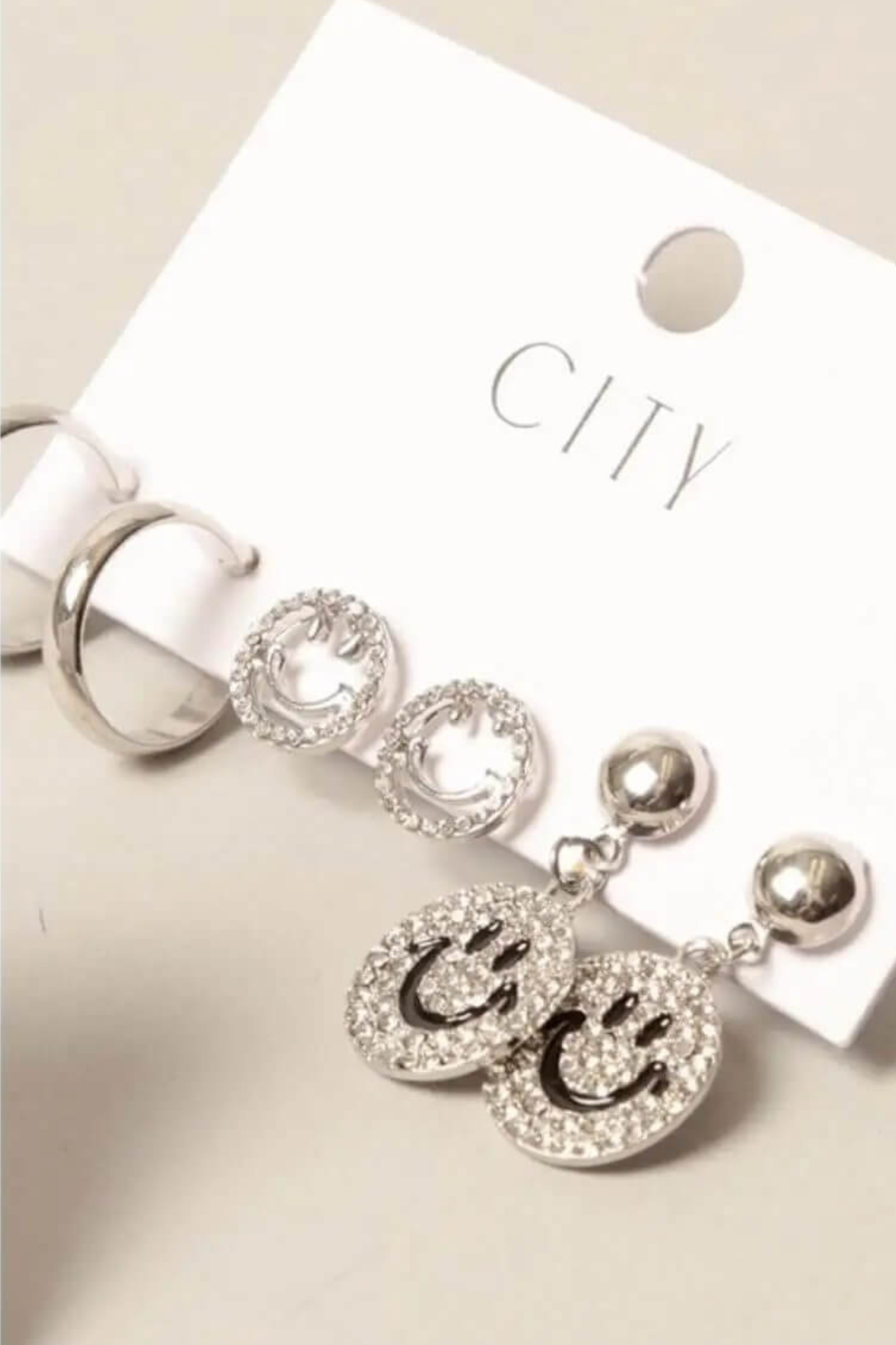 Smiley Face Post Earrings Set