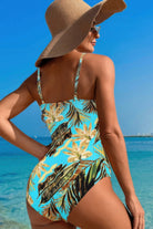 Plant Printed Adjustable Spaghetti Strap Swimsuit