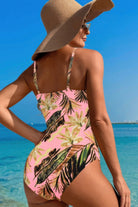 Plant Printed Adjustable Spaghetti Strap Swimsuit