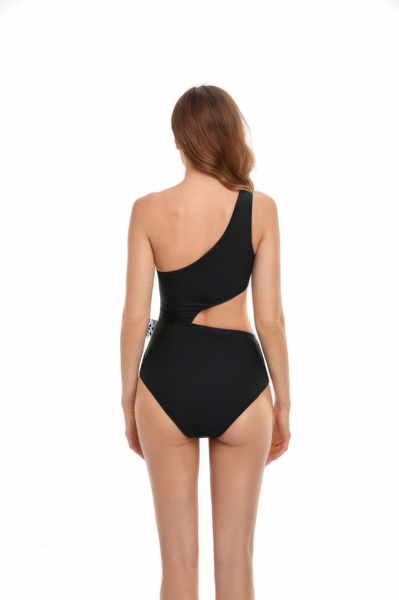 One Shoulder Cut Out Waist Bow Swimsuit