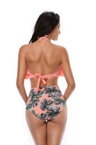 Halter Ruffle High Waisted Two-Piece Swimsuit