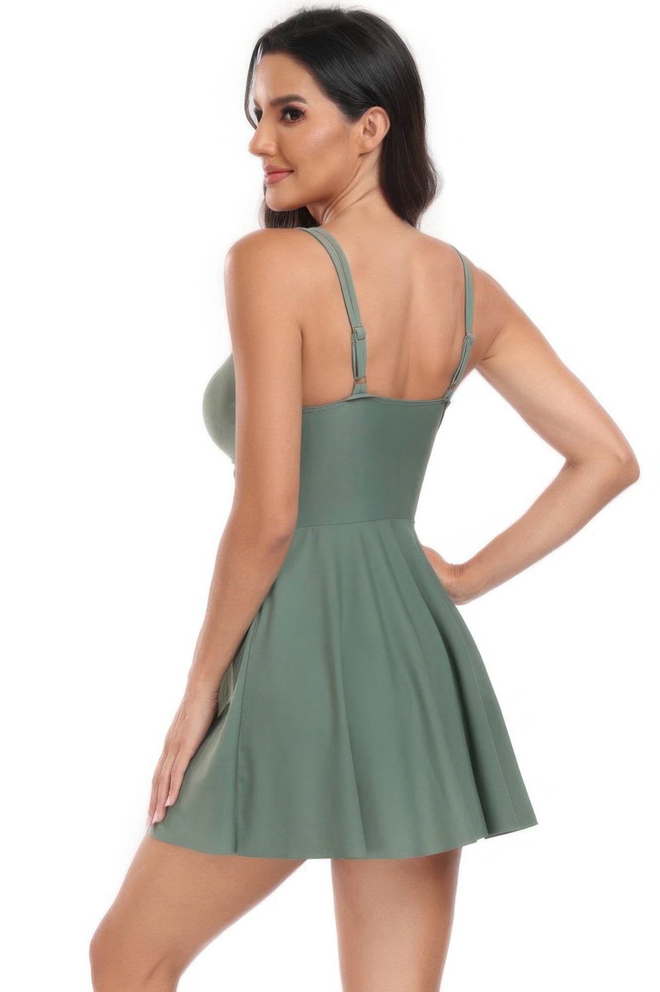 Ruched Waistband One Piece Drawstring Swimsuit