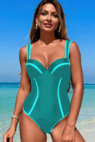 Stripe Sweetheart Neckline One Piece Swimsuit