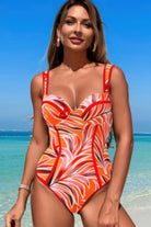 Stripe Sweetheart Neckline One Piece Swimsuit