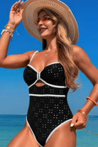 Contrast Trim Knot Front Cut One Piece Swimsuit
