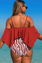 Ruffle Top High Waisted Bottom Tankini Swimsuit