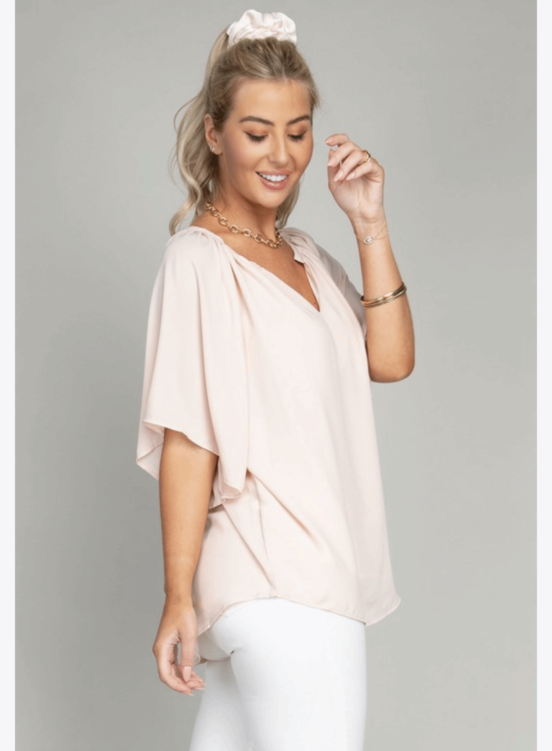 Nuvi Appare Solid Notched Neck Blouse