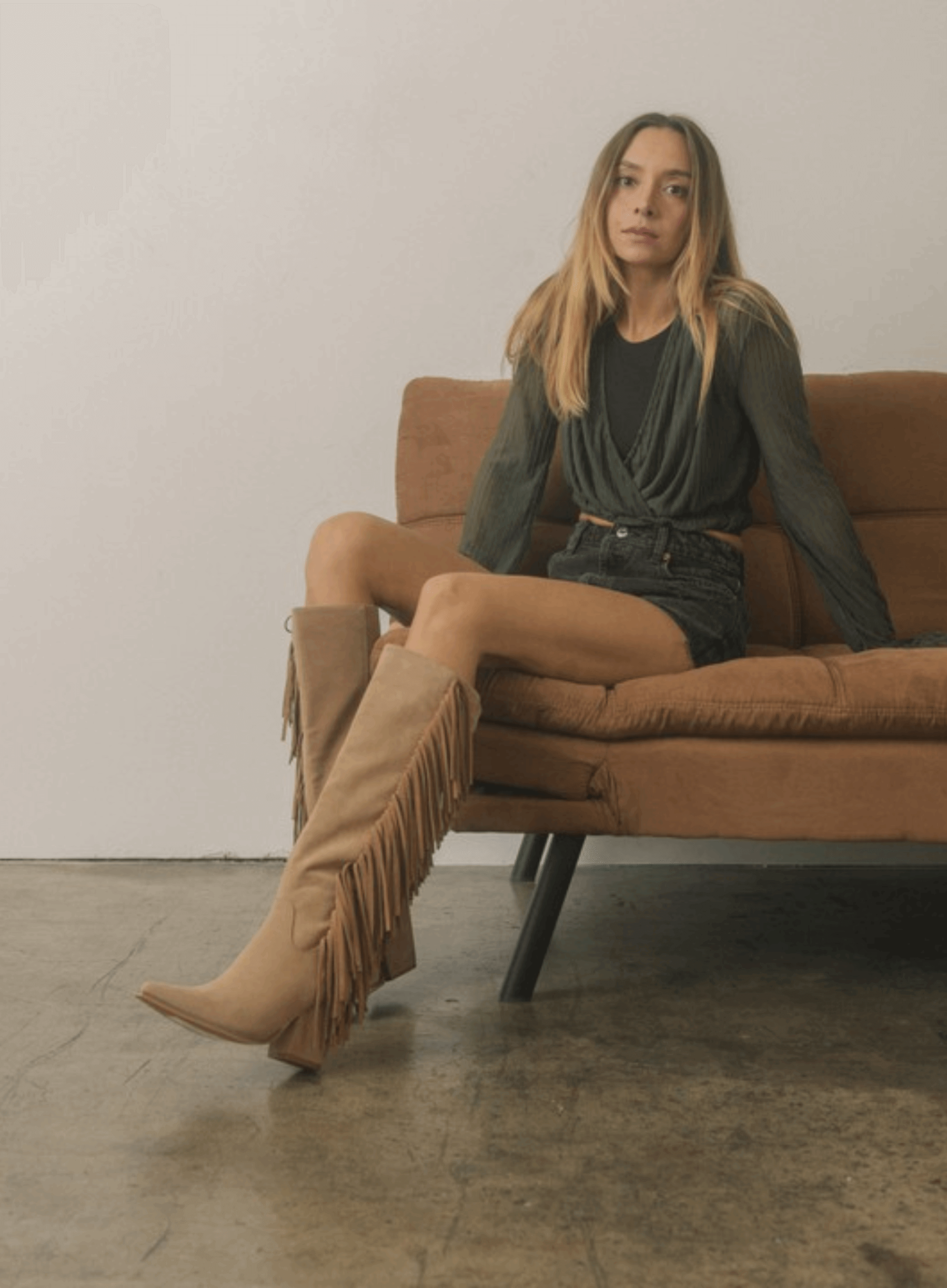 Oasis Society Out West Knee-High Fringe Boots