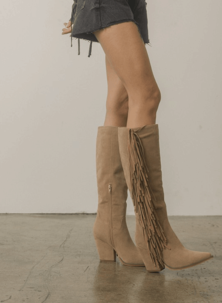 Oasis Society Out West Knee-High Fringe Boots