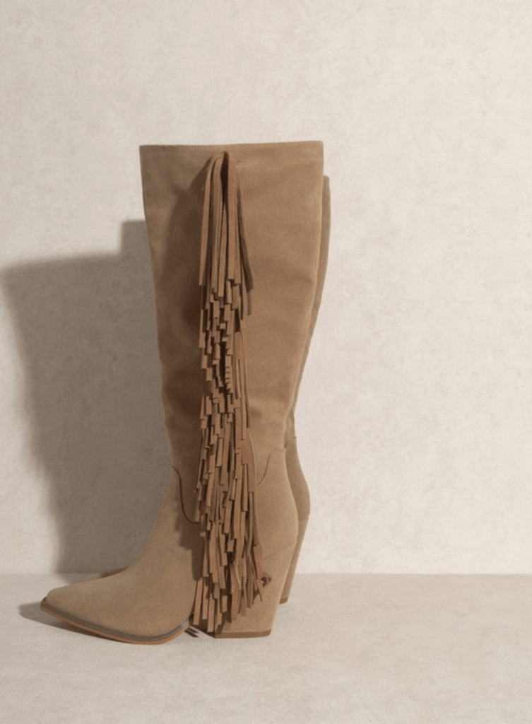 Oasis Society Out West Knee-High Fringe Boots