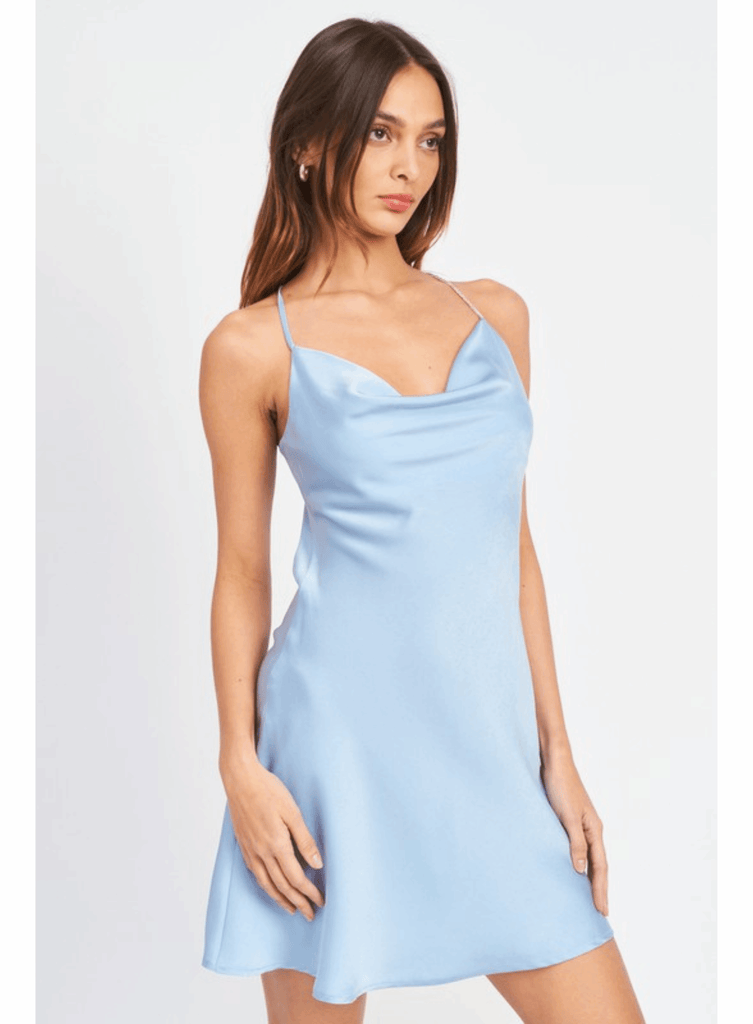 Rhinestone Strap Mini Slip Dress