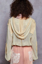 Textured Woven Button Down Hooded Shirt