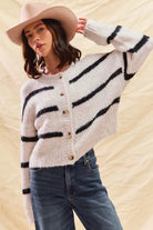 Striped Soft Touch Button Cardigan
