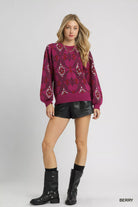 Boho Patterned Long Sleeve Sweater