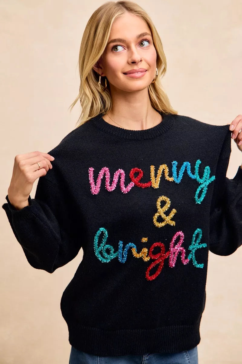 Tinsel Lettering Christmas Sweater