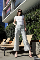 Jewel Embellished High Rise Cropped Palazzo Jeans