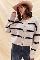 Striped Soft Touch Button Cardigan