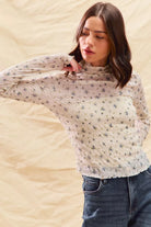 Floral Print Textured Knit Top