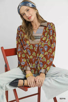 Floral Print Collar Blouse