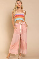 Elastic Waistband Wide Leg Pants with Drawstring