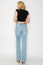 HIGH RISE EMBROIDERED MODERN BOOTCUT JEANS