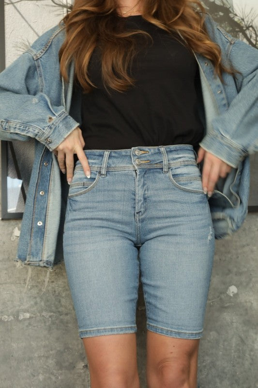 HighRise DoubleButton Waistband Bermuda