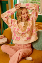 Towel Texture Floral Pattern Sweater