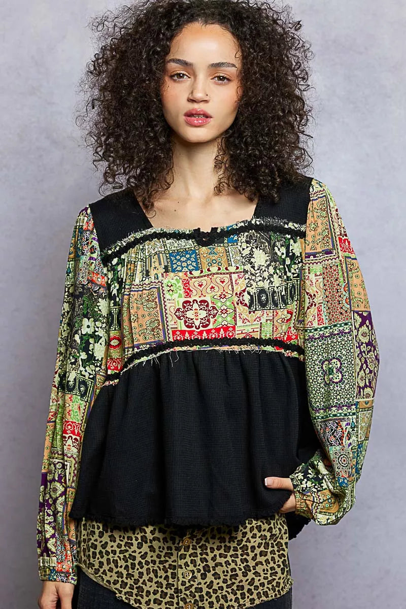 Balloon Sleeve Peplum Blouse