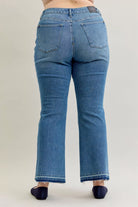 Mid Rise Slim Bootcut Tummy Control Release Hem Jeans