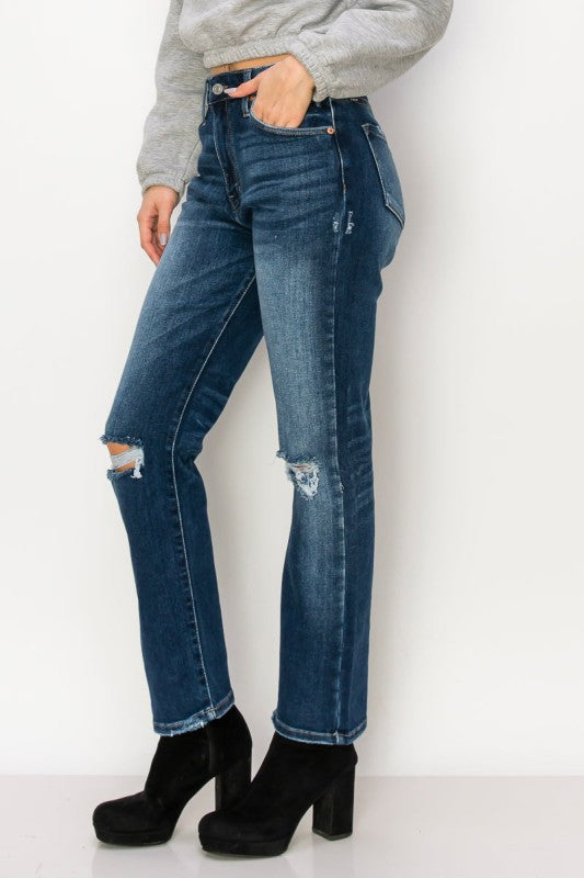 High Rise Stretch Straight Jeans