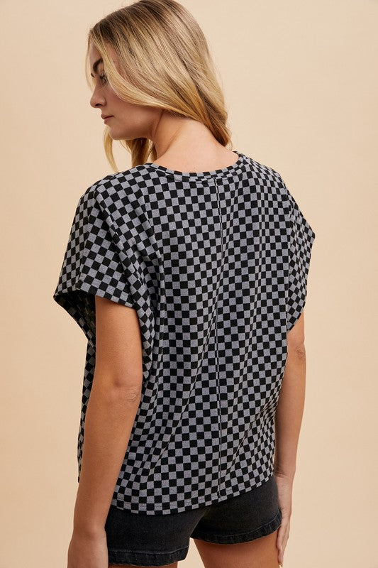 Checkered Round Neck T-Shirt