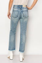 High Rise Distressed Straight Jeans