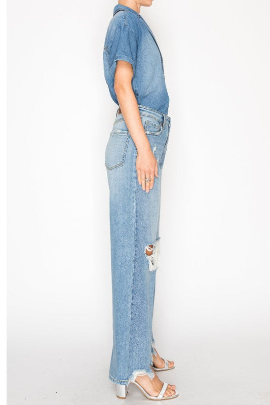 High Rise Relaxed Flare Hybrid Jeans