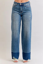 Raw Hem High Waist Column Straight Jeans