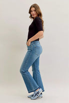 Mid Rise Slim Bootcut Tummy Control Release Hem Jeans