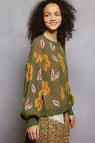 Floral Pattern Balloon Sleeve Sweater