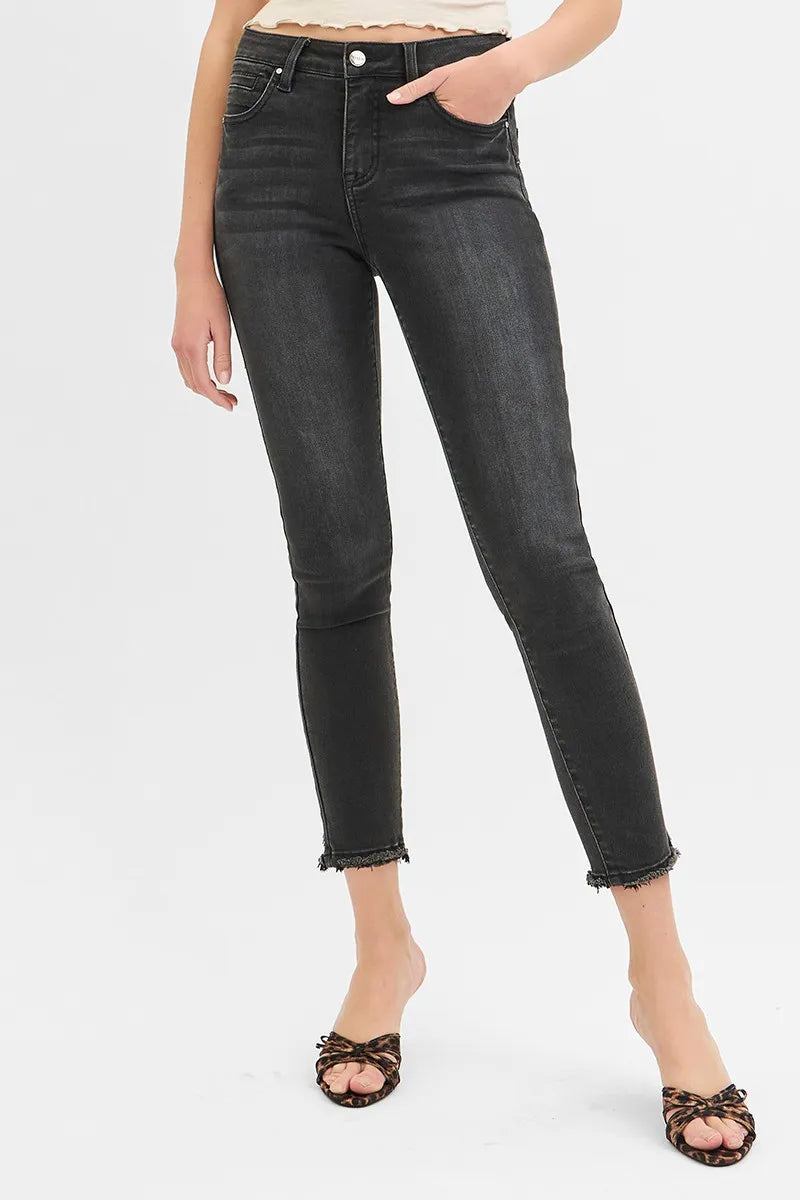 Tummy Control Mid Rise Crop Skinny Jeans