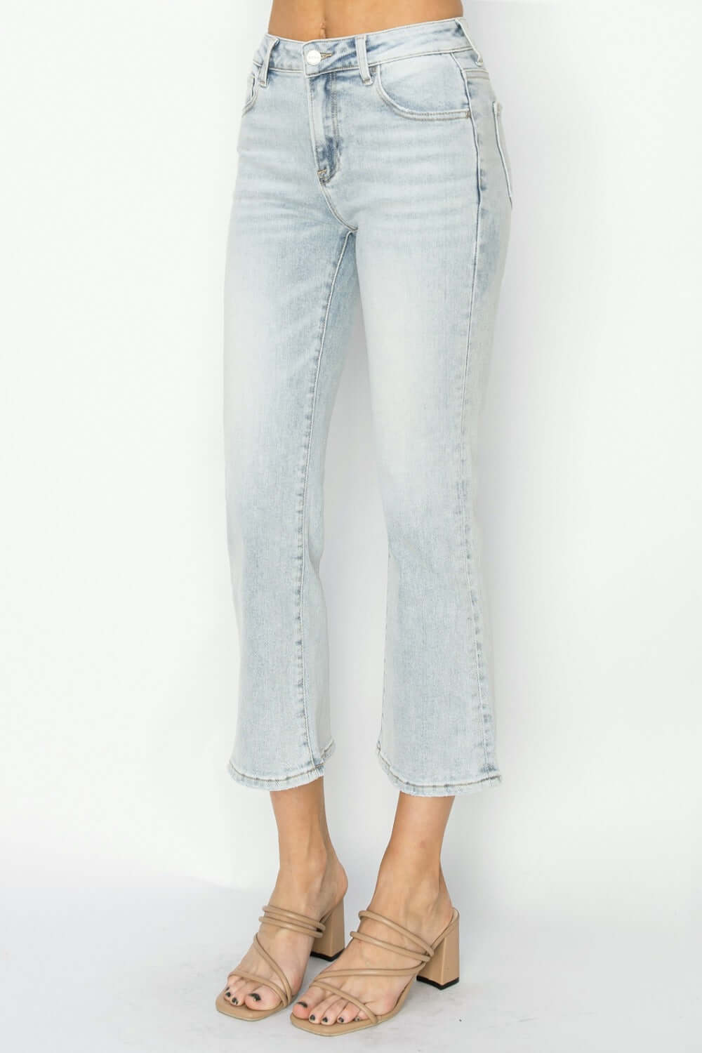 Mid Rise Cropped Flare Jeans