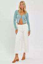 Tummy Control High Rise Crop Wide Jeans