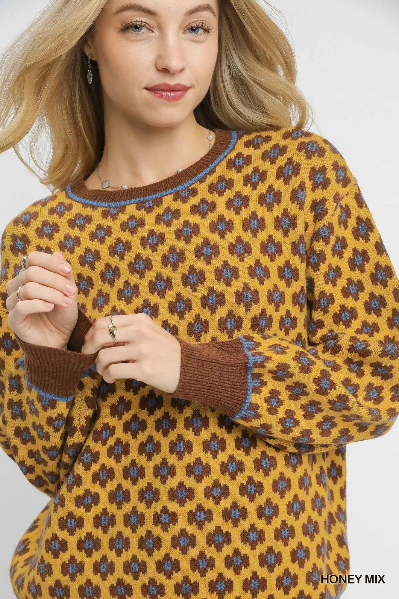 Abstract Print Crew Neck Sweater