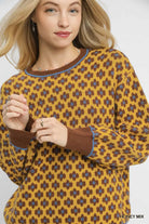 Abstract Print Crew Neck Sweater