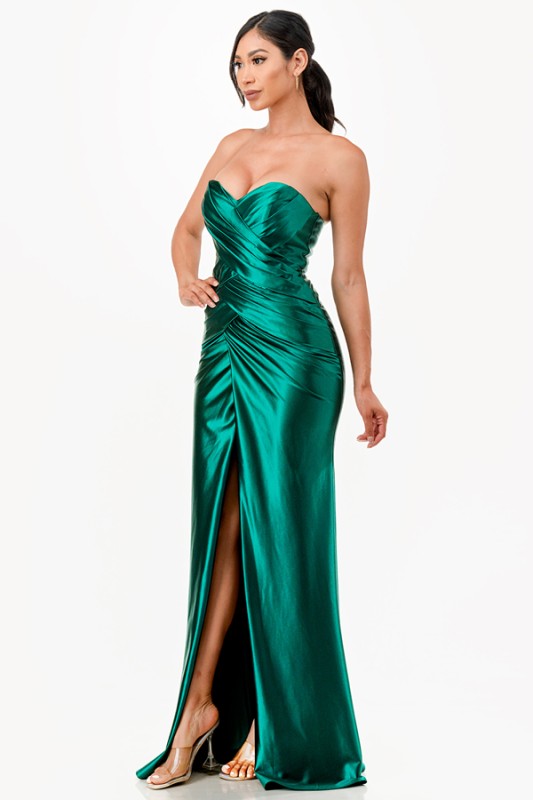 Strapless Ruched Full-Length Gown