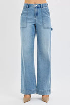 High Rise Straight Leg Jeans with Front Pockets