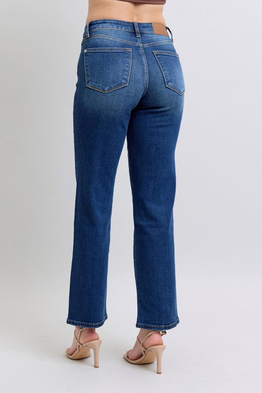 Size Side Seam Detail Straight Jeans